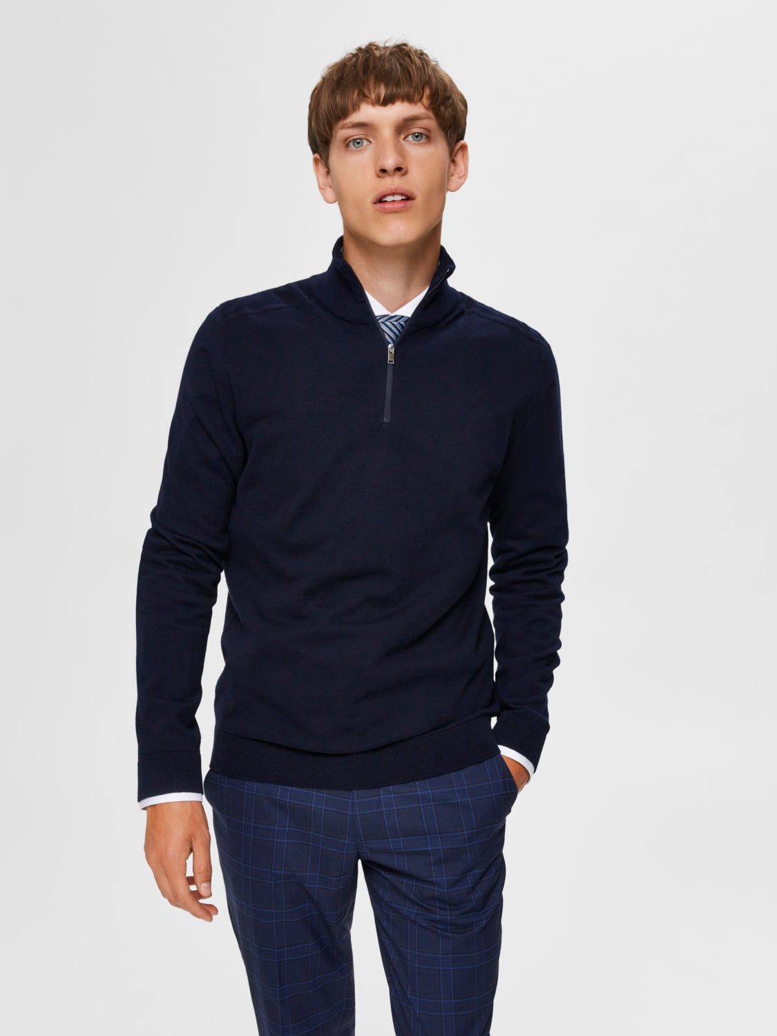 Berg Half Zip Genser - Blå/ Navy Blazer